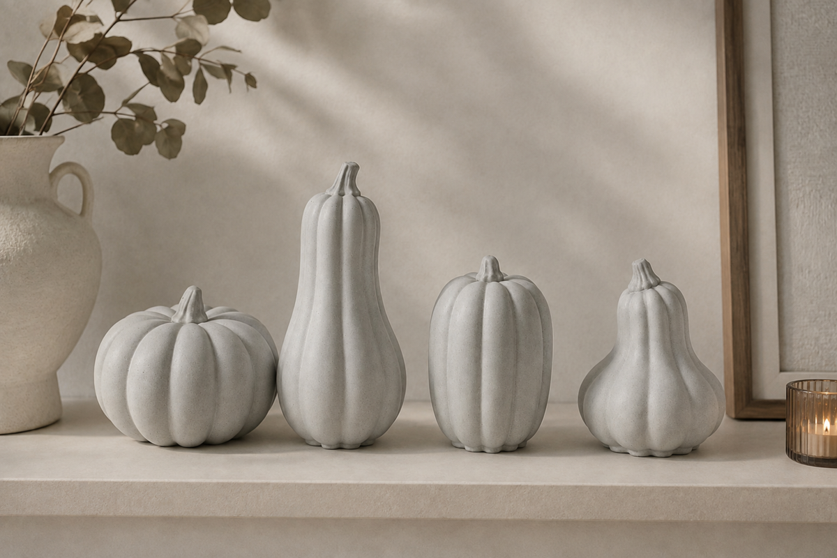 Citrouilles décoratives en béton • À l’unité ou coffret de 4 • Décoration d’automne