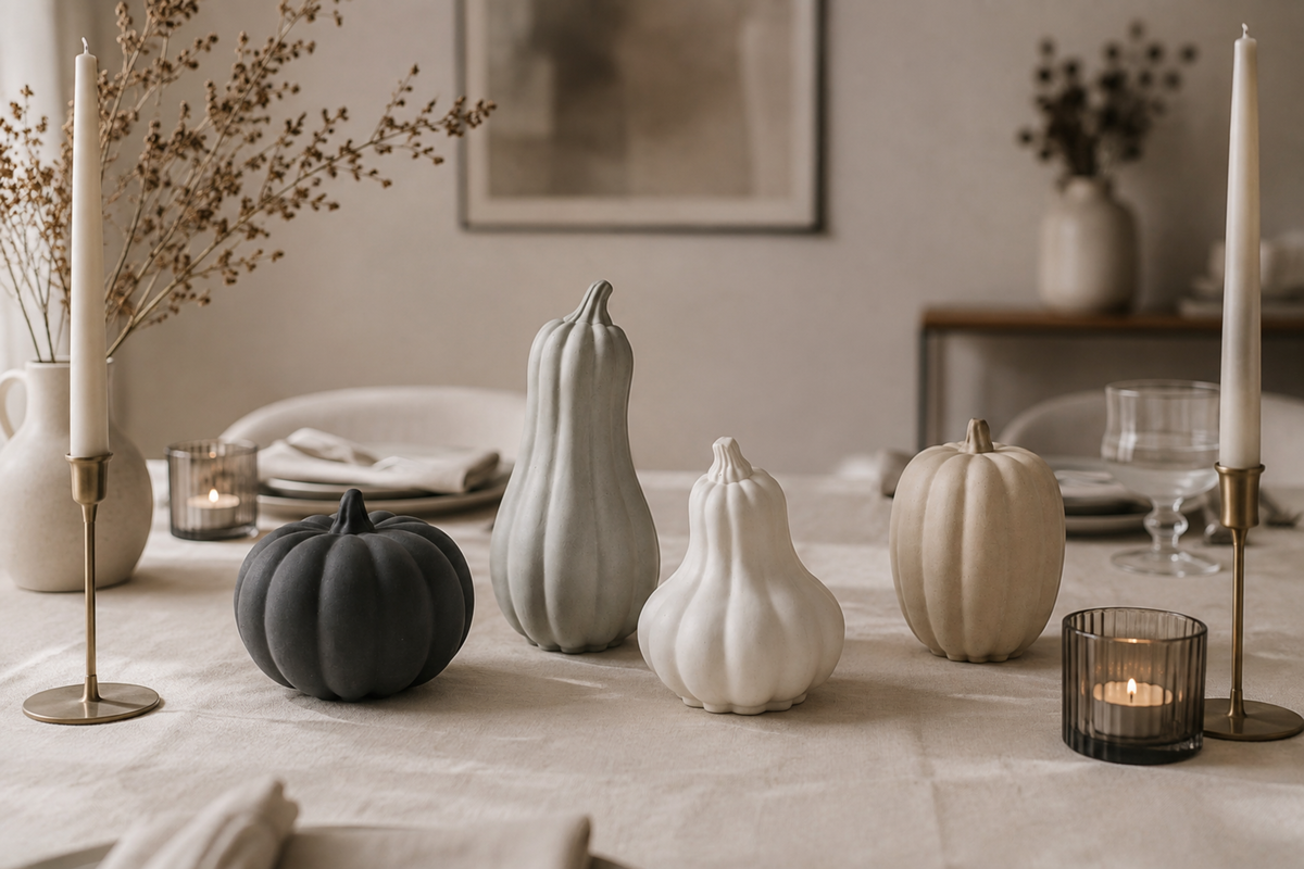 Citrouilles décoratives en béton • À l’unité ou coffret de 4 • Décoration d’automne