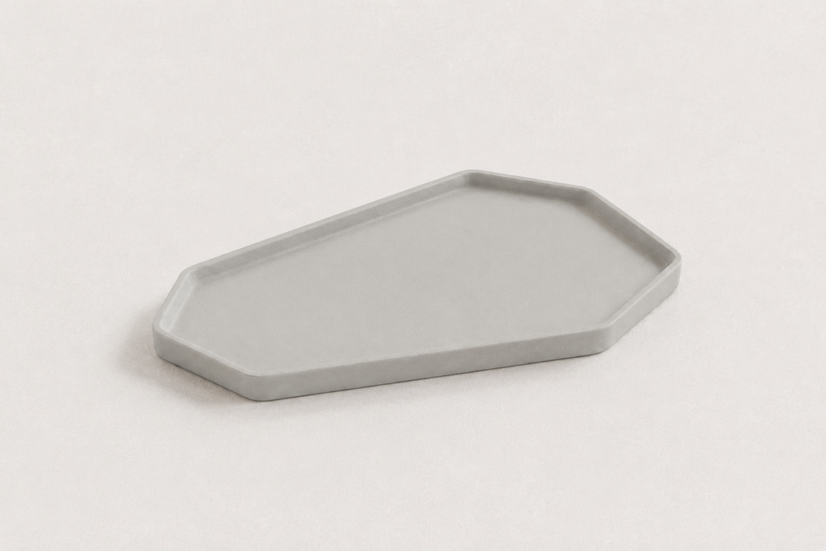 Plateau KORA en béton minéral – Plateau décoratif, vide-poche design et plateau à bijoux