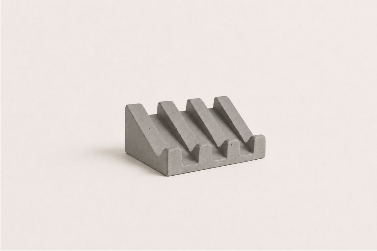 Porte-savon STRATA en béton minéral – Porte-savon design fait main pour savon solide