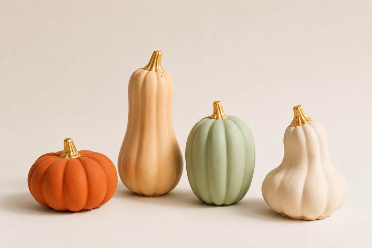 Citrouilles décoratives en béton • À l’unité ou coffret de 4 • Décoration d’automne