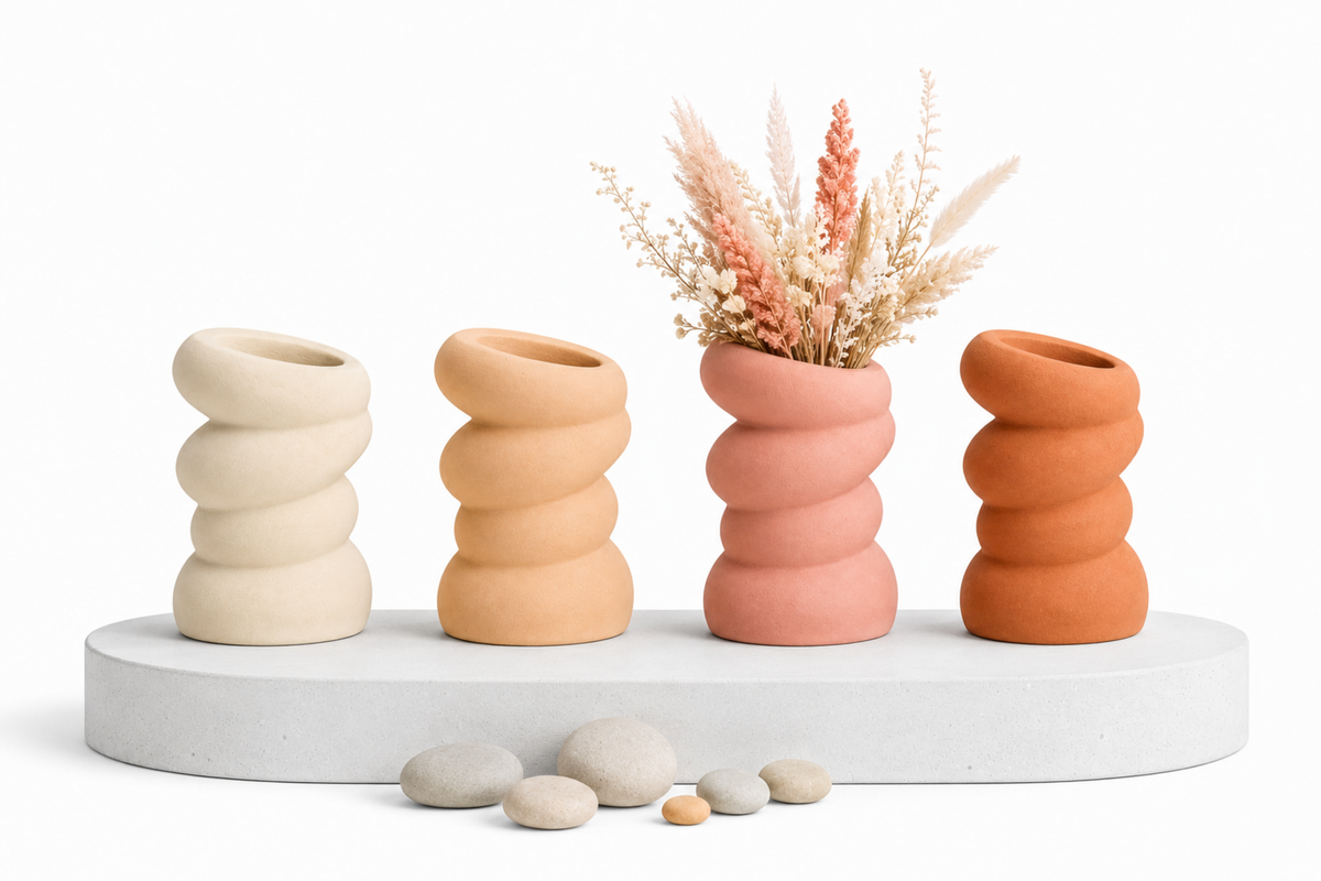 Vases décoratifs en béton minéral fabriqués à la main en France – Collection Signature ArtLyssiaCREATION