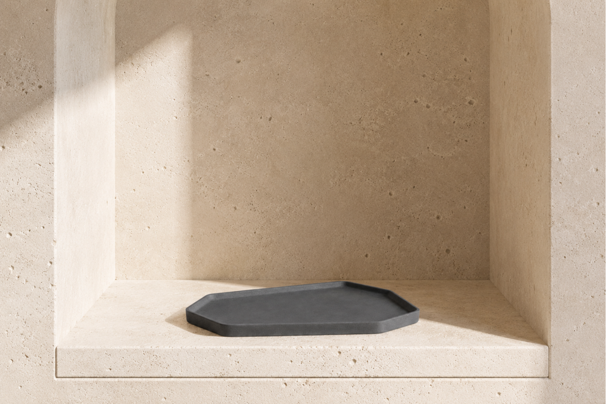 Plateau KORA en béton minéral – Plateau décoratif, vide-poche design et plateau à bijoux