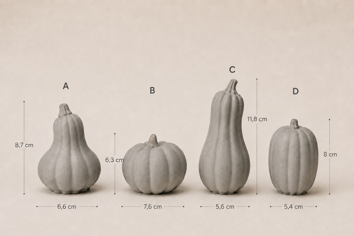 Citrouilles décoratives en béton • À l’unité ou coffret de 4 • Décoration d’automne