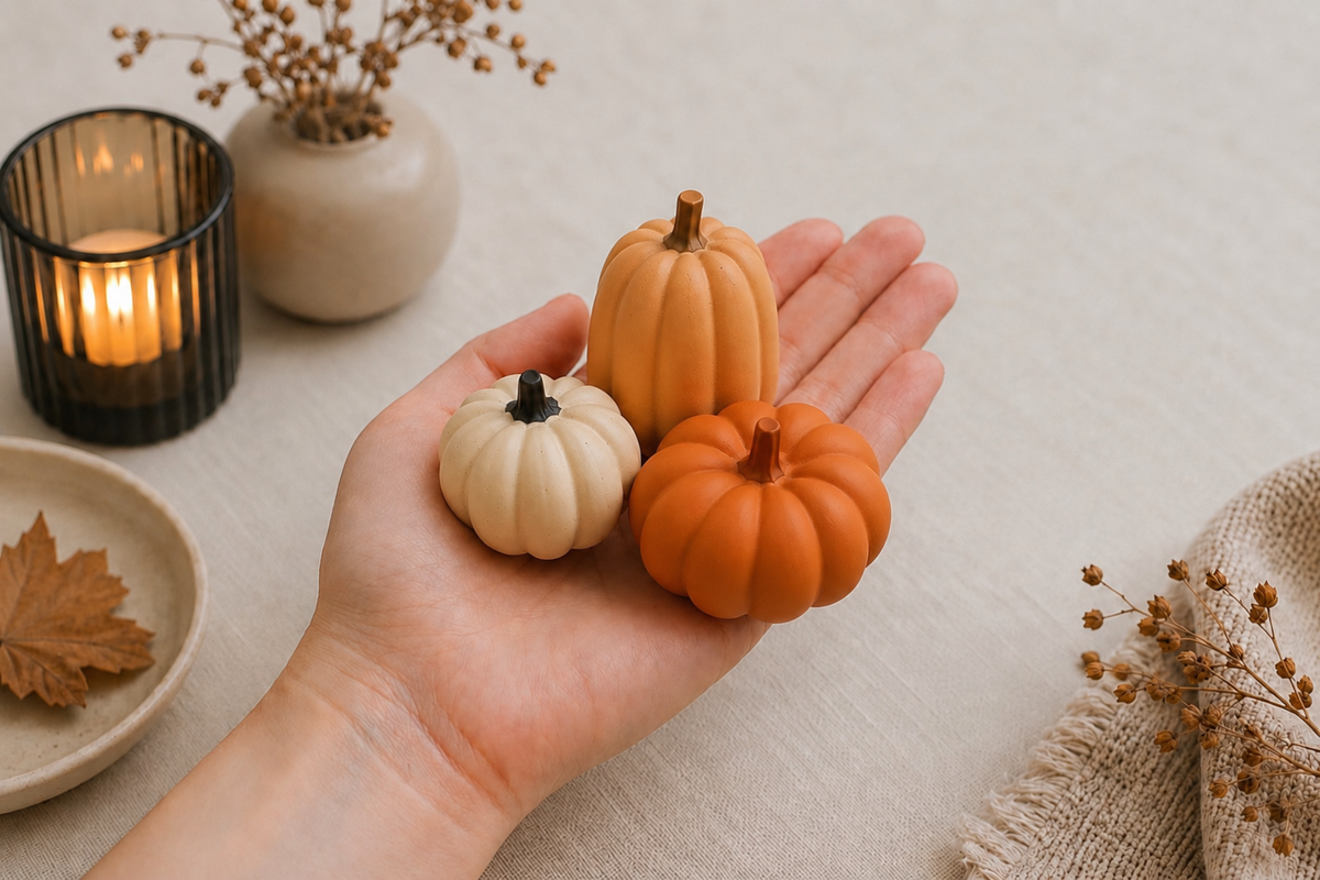 Petites citrouilles décoratives • Lot de 3 • Coffret Aube, Récolte ou Minuit